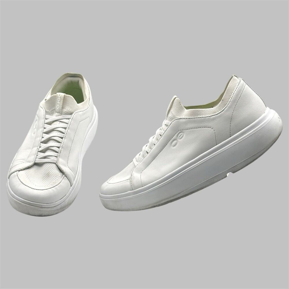 OOFOS OOmg Club+ Leather Low Sneakers Mens Size 12 White Comfort Recovery Shoes